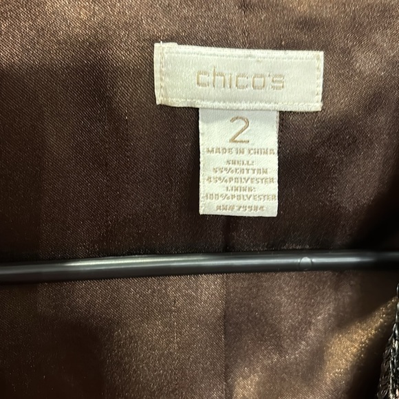 Chico's Size 2 Blazer Size Large Brown All Over Sequins Party Disco holiday - Picture 2 of 4